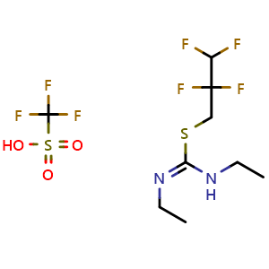 Chemical structure of 2,2,3,3-Tetrafluoropropyl N,N'-diethylcarbamimidothioate trifluoromethanesulfonate , CAS 1384433-82-2, AChemBlock W164505