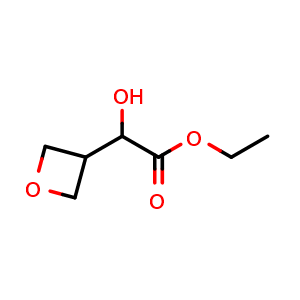 Chemical structure of Ethyl 2-hydroxy-2-(oxetan-3-yl)acetate , CAS 1509910-39-7, AChemBlock W164506