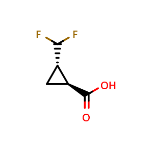 Chemical structure of (1S,2S)-2-(Difluoromethyl)cyclopropanecarboxylic acid , CAS 1820569-46-7, AChemBlock W164510