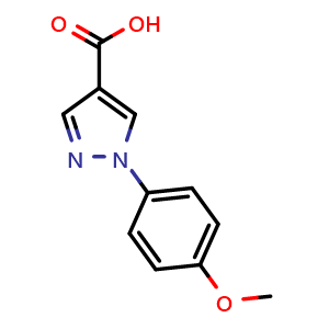 Chemical structure of 1-(4-Methoxyphenyl)-1H-pyrazole-4-carboxylic acid , CAS 138907-79-6, AChemBlock W164528