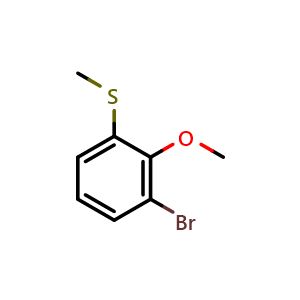 Chemical structure of (3-Bromo-2-methoxyphenyl)(methyl)sulfane , CAS 1824368-65-1, AChemBlock W164531