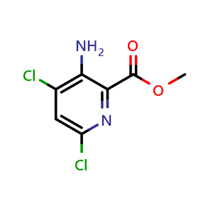 Chemical structure of Methyl 3-amino-4,6-dichloropicolinate , CAS 1379329-39-1, AChemBlock W164536
