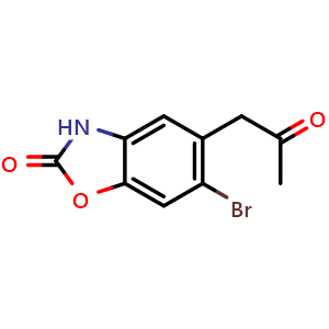 Chemical structure of 6-Bromo-5-(2-oxopropyl)benzo[d]oxazol-2(3H)-one , CAS 1398496-40-6, AChemBlock W164544