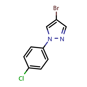 Chemical structure of 4-Bromo-1-(4-chlorophenyl)-1H-pyrazole , CAS 885017-82-3, AChemBlock W164546