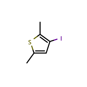 Chemical structure of 3-Iodo-2,5-dimethylthiophene , CAS 40197-02-2, AChemBlock W164556