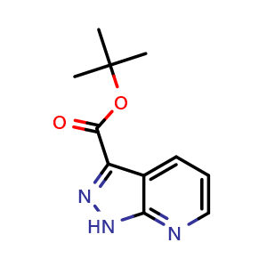 Chemical structure of tert-Butyl 1H-pyrazolo[3,4-b]pyridine-3-carboxylate , CAS 889451-30-3, AChemBlock W164557