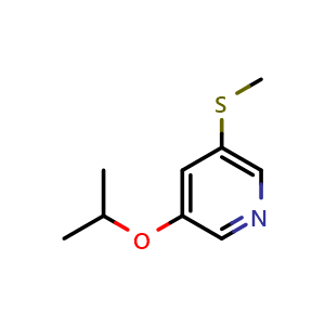Chemical structure of 3-Isopropoxy-5-(methylthio)pyridine , CAS 2404734-05-8, AChemBlock W164568