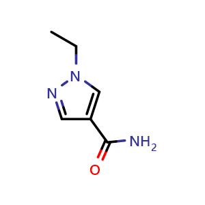 Chemical structure of 1-Ethyl-1H-pyrazole-4-carboxamide , CAS 1177323-82-8, AChemBlock W164580