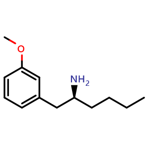 Chemical structure of (S)-1-(3-Methoxyphenyl)hexan-2-amine , CAS 2485004-71-3, AChemBlock W164602