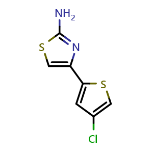 Chemical structure of 4-(4-Chlorothiophen-2-yl)thiazol-2-amine , CAS 570407-10-2, AChemBlock W164635