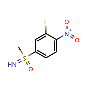 Chemical structure of 2-Fluoro-4-(S-methylsulfonimidoyl)-1-nitrobenzene , CAS 2861249-47-8, AChemBlock W164636