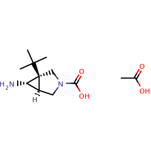 Chemical structure of acetic acid tert-butyl rel-(1R,5S,6s)-6-amino-3-azabicyclo[3.1.0]hexane-3-carboxylate , AChemBlock W164654