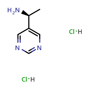 Chemical structure of (1S)-1-pyrimidin-5-ylethanamine dihydrochloride , CAS 2664977-31-3, AChemBlock W164666