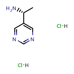 Chemical structure of (1R)-1-pyrimidin-5-ylethanamine dihydrochloride , AChemBlock W164667