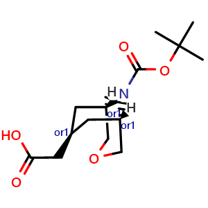 Chemical structure of 2-[exo-9-tert-butoxycarbonyl-3-oxa-9-azabicyclo[3 3 1]nonan-7-yl]acetic acid , CAS 1823254-79-0, AChemBlock W164670