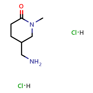 Chemical structure of 5-(aminomethyl)-1-methyl-piperidin-2-one dihydrochloride , AChemBlock W164678