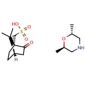 Chemical structure of (2R,6R)-2,6-dimethylmorpholine [(1R,4S)-7,7-dimethyl-2-oxo-norbornan-1-yl]methanesulfonic acid , CAS 2940879-67-2, AChemBlock W164681