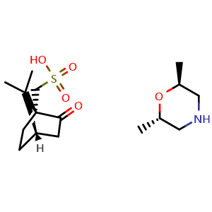 Chemical structure of (2S,6S)-2,6-dimethylmorpholine [(1R,4S)-7,7-dimethyl-2-oxo-norbornan-1-yl]methanesulfonic acid , CAS 2865073-31-8, AChemBlock W164683