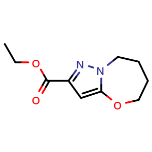 Chemical structure of ethyl 5,6,7,8-tetrahydropyrazolo[5,1-b][1,3]oxazepine-2-carboxylate , CAS 2104985-38-6, AChemBlock W164716