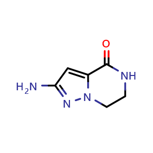 Chemical structure of 2-amino-6,7-dihydro-5H-pyrazolo[1,5-a]pyrazin-4-one , CAS 1250444-01-9, AChemBlock W164717
