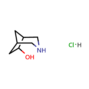 Chemical structure of endo-3-azabicyclo[3 2 1]octan-6-ol hydrochloride , CAS 2305252-97-3, AChemBlock W164744