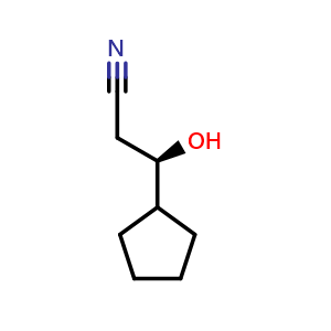 Chemical structure of (3R)-3-cyclopentyl-3-hydroxy-propanenitrile , CAS 1932506-33-6, AChemBlock W164750