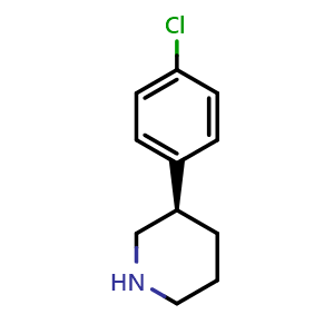 Chemical structure of (3R)-3-(4-chlorophenyl)piperidine , CAS 1335689-11-6, AChemBlock W164755