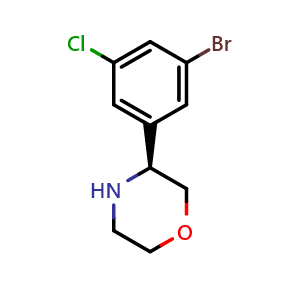 Chemical structure of (3S)-3-(3-bromo-5-chloro-phenyl)morpholine , CAS 1344632-02-5, AChemBlock W164756