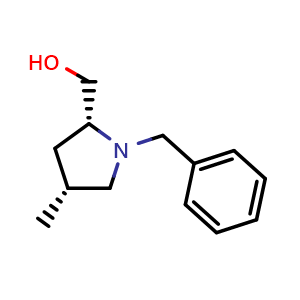 Chemical structure of [(2R,4R)-1-benzyl-4-methyl-pyrrolidin-2-yl]methanol , CAS 2096989-59-0, AChemBlock W164763