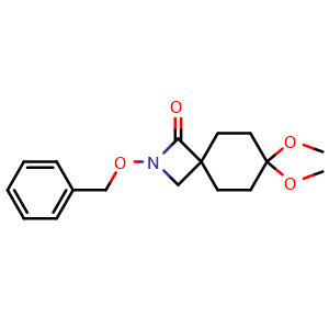 Chemical structure of 2-benzyloxy-7,7-dimethoxy-2-azaspiro[3 5]nonan-3-one , AChemBlock W164780
