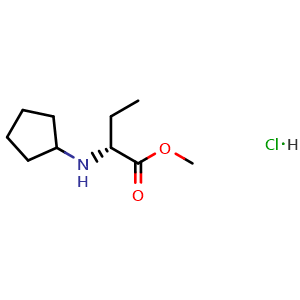 Chemical structure of methyl (2R)-2-(cyclopentylamino)butanoate hydrochloride , CAS 2920178-37-4, AChemBlock W164788
