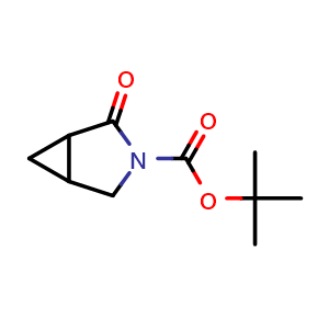 Chemical structure of tert-butyl 2-oxo-3-azabicyclo[3 1 0]hexane-3-carboxylate , CAS 906647-95-8, AChemBlock W164792