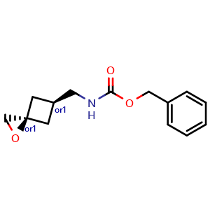 Chemical structure of benzyl cis-N-(1-oxaspiro[2 3]hexan-5-ylmethyl)carbamate , CAS 2814153-85-8, AChemBlock W164839