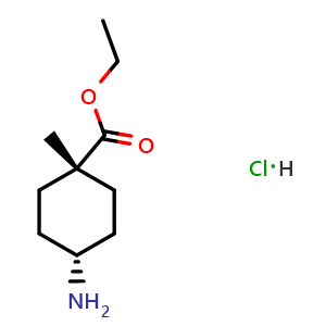 Chemical structure of ethyl cis-4-amino-1-methyl-cyclohexanecarboxylate hydrochloride , AChemBlock W164856