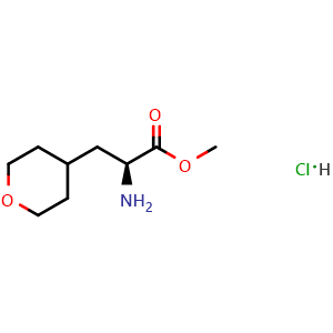 Chemical structure of methyl (2S)-2-amino-3-tetrahydropyran-4-yl-propanoate hydrochloride , CAS 2281884-49-7, AChemBlock W164869