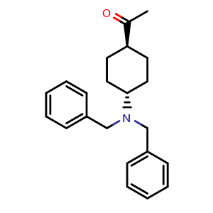 Chemical structure of trans-1-[4-(dibenzylamino)cyclohexyl]ethanone , CAS 2222517-97-5, AChemBlock W164872