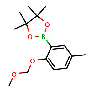 Chemical structure of 2-(2-(Methoxymethoxy)-5-methylphenyl)-4,4,5,5-tetramethyl-1,3,2-dioxaborolane , CAS 1435949-53-3, AChemBlock W164887