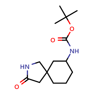 Chemical structure of tert-butyl N-(3-oxo-2-azaspiro[4 5]decan-7-yl)carbamate , AChemBlock W164890
