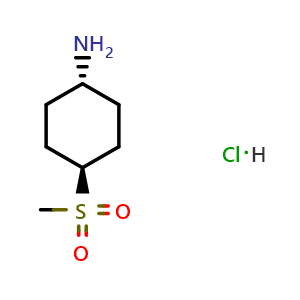 Chemical structure of trans-4-methylsulfonylcyclohexanamine hydrochloride , CAS 2173637-90-4, AChemBlock W164891