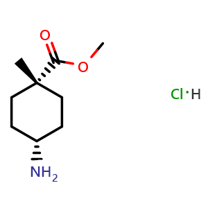 Chemical structure of methyl cis-4-amino-1-methyl-cyclohexanecarboxylate hydrochloride , CAS 1202411-38-8, AChemBlock W164896