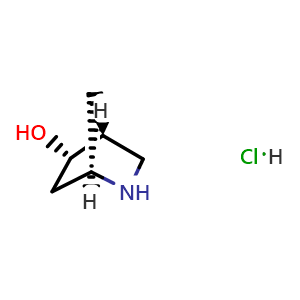 Chemical structure of (1R,4R,5S)-2-azabicyclo[2 2 1]heptan-5-ol hydrochloride , CAS 2757314-96-6, AChemBlock W164918