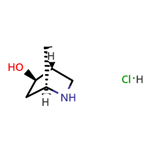 Chemical structure of (1R,4R,5R)-2-azabicyclo[2 2 1]heptan-5-ol hydrochloride , AChemBlock W164919