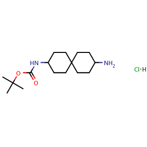 Chemical structure of tert-Butyl N-(9-aminospiro[5.5]undecan-3-yl)carbamate hydrochloride , AChemBlock W164930
