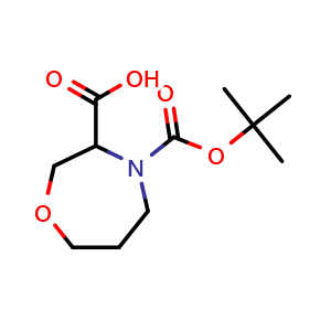 Chemical structure of 4-tert-butoxycarbonyl-1,4-oxazepane-3-carboxylic acid , CAS 1262408-18-3, AChemBlock W164939