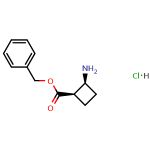 Chemical structure of benzyl cis-2-aminocyclobutanecarboxylate hydrochloride , CAS 2231664-11-0, AChemBlock W164943