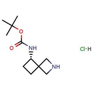 Chemical structure of tert-butyl N-[(7S)-2-azaspiro[3 3]heptan-7-yl]carbamate hydrochloride , CAS 2514705-26-9, AChemBlock W164947