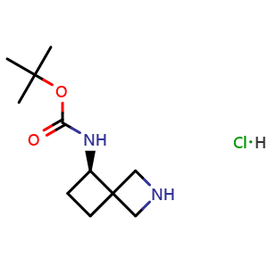 Chemical structure of tert-butyl N-[(7R)-2-azaspiro[3 3]heptan-7-yl]carbamate hydrochloride , CAS 2198942-37-7, AChemBlock W164948