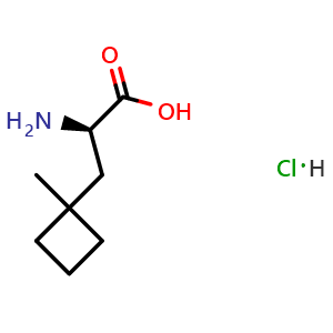 Chemical structure of (2R)-2-amino-3-(1-methylcyclobutyl)propanoic acid hydrochloride , CAS 2920188-99-2, AChemBlock W164951