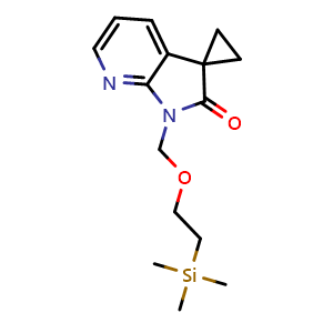 Chemical structure of 1'-(2-trimethylsilylethoxymethyl)spiro[cyclopropane-1,3'-pyrrolo[2,3-b]pyridine]-2'-one , CAS 1903763-90-5, AChemBlock W164965