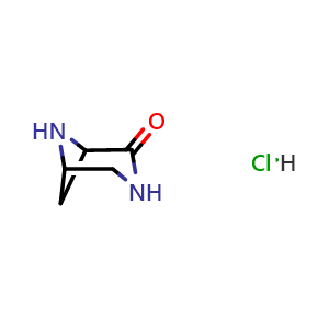 Chemical structure of 3,6-diazabicyclo[3 1 1]heptan-2-one hydrochloride , CAS 2806738-86-1, AChemBlock W164968